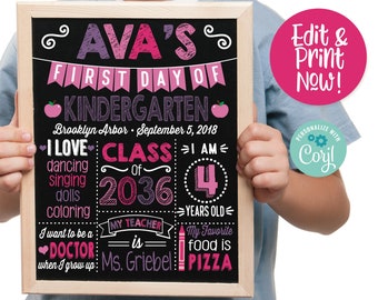 First Day of School Sign Printable, Back to School Chalkboard, 1st Day of School Sign, First Day of School Chalkboard Sign, Photo Prop