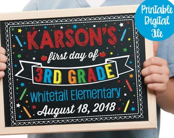 First Day of School Sign Printable, Back to School Chalkboard, 1st Day of School Sign, First Day of School Chalkboard Sign, Photo Prop