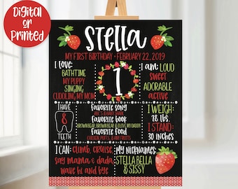 Strawberry Milestone Chalkboard, Strawberry Birthday Party Decoration, Shortcake, Strawberry Sign, Chalkboard Sign, Sunshine First Birthday