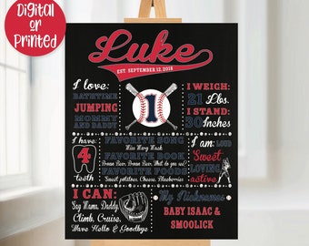 Baseball Birthday Party Chalkboard, Baseball Birthday Party Decoration, Baseball Party Sign, Milestone Sign, Boys 1st Birthday, First Birth