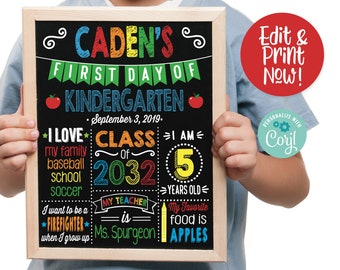 First Day of School Sign Printable, Back to School Chalkboard, 1st Day of School Sign, First Day of School Chalkboard Sign, Photo Prop