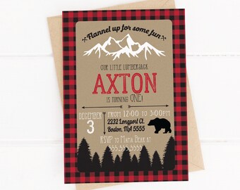 Lumberjack 1st Birthday Party Invitation, Lumberjack First Birthday Party Decoration, Boys Birthday, Lumberjack Bash, Buffalo Plaid, Print