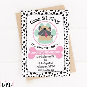 Puppy Dog Birthday Party Invitation, Puppy Dog Birthday Party Decorations, Girls Birthday, Pet Adoption Invite, First Birthday, 1st Birthday