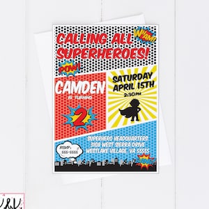 Superhero Birthday Party Invitation, Superhero Birthday Party Decorations, Super Hero Party, Boys Birthday, Superhero Invite Printable