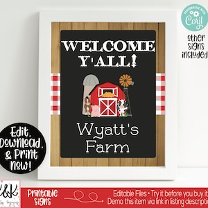 Farm Birthday Party Signs, Farm Welcome Sign, Barnyard Birthday Party Signs, Barnyard Welcome Sign, Farm Barnyard Birthday Party Decorations