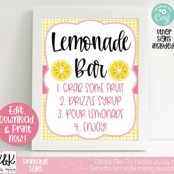 Pink Lemonade Birthday Party Decorations, Pink Lemonade Party Sign, Lemonade Bar Sign, Lemonade Stand, Girls First Birthday, 1st Birthda