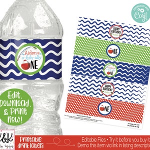Fish Water Bottle Labels, Fish Drink Labels, Fish Birthday Party Decorations, Ofishally One, o-fish-ally one, The Big One, Boys 1st Birthday
