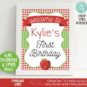 Apple Party Signs, Apple Birthday Party Decorations, Apple Welcome Sign, Apple of our Eye, Apple Orchard, Girls Birthday, 1st Birthday, Firs