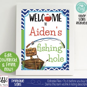 Fish Party Signs, Fish Welcome Signs, Ofishally One, o-fish-ally one, Fish Birthday Party Decorations, Boys 1st Birthday, First Birthday