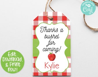Apple Favor Tag, Apple Thank You, Apple Party Favor, Apple Birthday Party, Apple of our eye, Girls Birthday, 1st Birthday, First Birthday