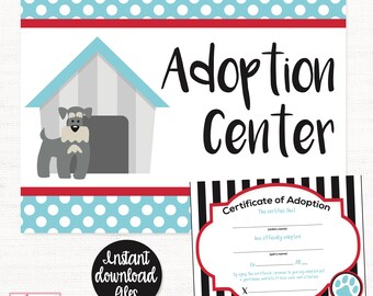 Puppy Dog Adoption Party Certificate, Puppy Dog Adoption, Puppy Dog Party Printable, Adopt A Puppy Dog, Pet Adoption Party, Puppy Decoration