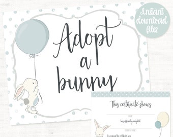 Bunny Birthday Party Decorations, Adopt a Bunny Sign, Bunny Birthday Party Sign, Some Bunny is One, Spring Birthday, Boys 1st Birthday
