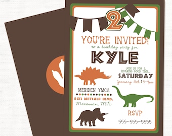 Dinosaur Birthday Party Invitation, Dinosaur Birthday Party Decorations, Fossil Party, Boys 1st Birthday, First Birthday, Printable Invite