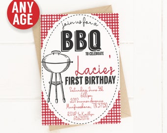BBQ Birthday Party Invitation, Barbecue Invitation, BBQ Birthday Party Decorations, Summer Birthday Party Invitation, Printable PDF File