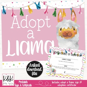 Adopt a Llama Sign, Llama Birthday Party Decorations, Alpaca Birthday Decorations, Llama Cactus Theme, Girls Llama Party, Llama Fiesta