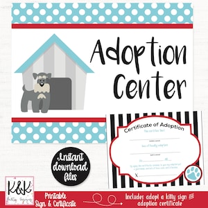 Puppy Dog Adoption Party Certificate, Puppy Dog Adoption, Puppy Dog Party Printable, Adopt A Puppy Dog, Pet Adoption Party, Puppy Decoration