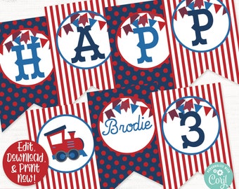 Train Birthday Party Banner, Train Birthday Party Decorations, Train Birthday, Train Party, Boys Birthday, 1st Birthday, First Birthday