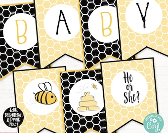 Bee Gender Reveal Banner, Bee Gender Reveal Decorations, What will baby bee, Bee Decorations, Bee Baby Shower, Gender Reveal Party Banner