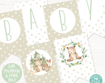 Woodland Baby Shower Banner, Woodland Baby Shower Decorations, Forest Animals Baby Shower Banner, Forest Animals Baby Shower Decorations
