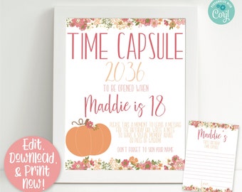 Pumpkin Time Capsule Sign, 1st Birthday Capsule, Our Little Pumpkin, Pumpkin Birthday Party Decorations, Pumpkin theme 1st Birthday, Fall