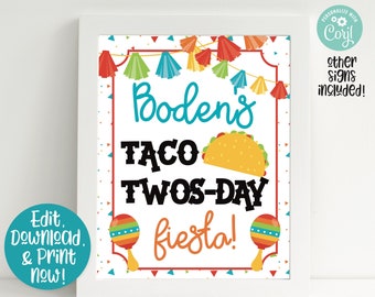 Taco Twosday Fiesta Birthday Party Signs, Taco Twosday Fiesta Welcome Sign, Taco bout a party, Taco Twosday Birthday Party Decorations