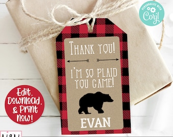 Lumberjack Favor Tags, Lumberjack Thank You Tags, Lumberjack Party Favor, Lumberjack Birthday Party, Plaid Party Favor Tag, 1st Birthday