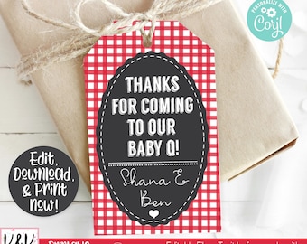 Baby Q Baby Shower Favor Tag, Barbecue Baby Shower Favor Tag, Baby Q Shower Favors, Baby Q Thank You, Barbecue Party Favor, Couples Shower
