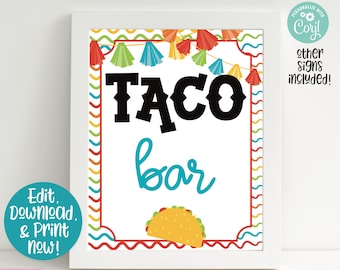 Taco Twosday Fiesta Birthday Party Signs, Taco Twosday Fiesta Taco Bar Sign, Walking Taco Sign, Taco Twosday Birthday Party Decorations