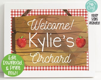 Apple Party Signs, Apple Birthday Party Decorations, Apple Welcome Sign, Apple of our Eye, Apple Orchard, Girls Birthday, 1st Birthday
