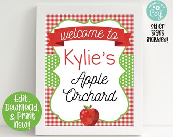Apple Party Signs, Apple Birthday Party Decorations, Apple Welcome Sign, Apple of our Eye, Apple Orchard, Girls Birthday, 1st Birthday, Firs