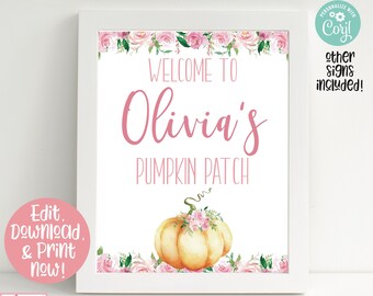 Pumpkin Party Signs, Pumpkin Patch Sign, Our Little Pumpkin, Pumpkin Birthday Party Decorations, Girls First Birthday, Fall Birthday, 1st