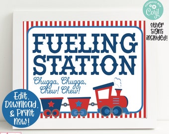 Train Birthday Party Sign, Train Welcome Sign, Train Birthday Party Decorations, Boys 1st Birthday, First Birthday, Train Printable, Editabl