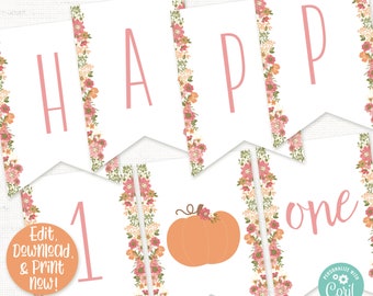 Pumpkin Birthday Party Banner, Our Little Pumpkin, Pumpkin Birthday Party Decorations, Girl Birthday, First Birthday, 1st Birthday, Fall