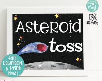 Outer Space Party Signs, Outer Space Birthday Party Decorations, Space Welcome Sign, Outer Space Printable, Rocket Ship Sign, Astronaut Sign