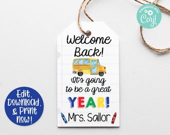 Welcome Back to School Favor Tag, Teacher Favor Tag, Back to School Gift, First Day of School Tag, Teach Appreciation Gift Tag, Printable