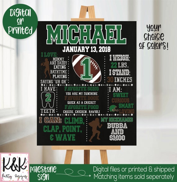 Football Birthday Party Chalkboard, Football Birthday Party Decorations, Football Sign, Chalkboard Sign, First Birthday, 1st Birthday Sign Il_570xn