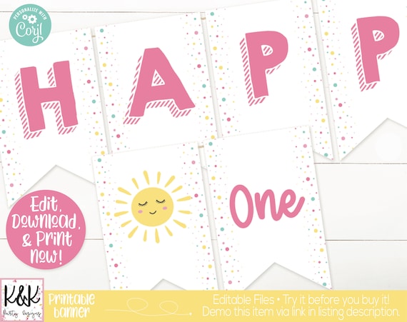 You Are My Sunshine Birthday Banner, Sunshine Birthday Party Decor, Our Little Sunshine, First Birthday Girl, Girls 1st Birthday, Summer Il_570xn