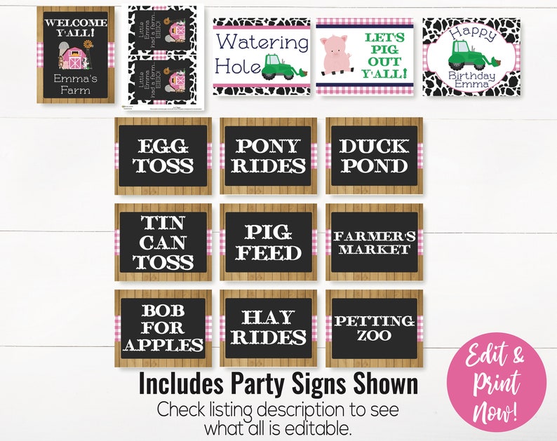 Farm Birthday Party Signs, Farm Welcome Sign, Barnyard Birthday Party Signs, Barnyard Welcome Sign, Farm Barnyard Birthday Party Decorations image 2