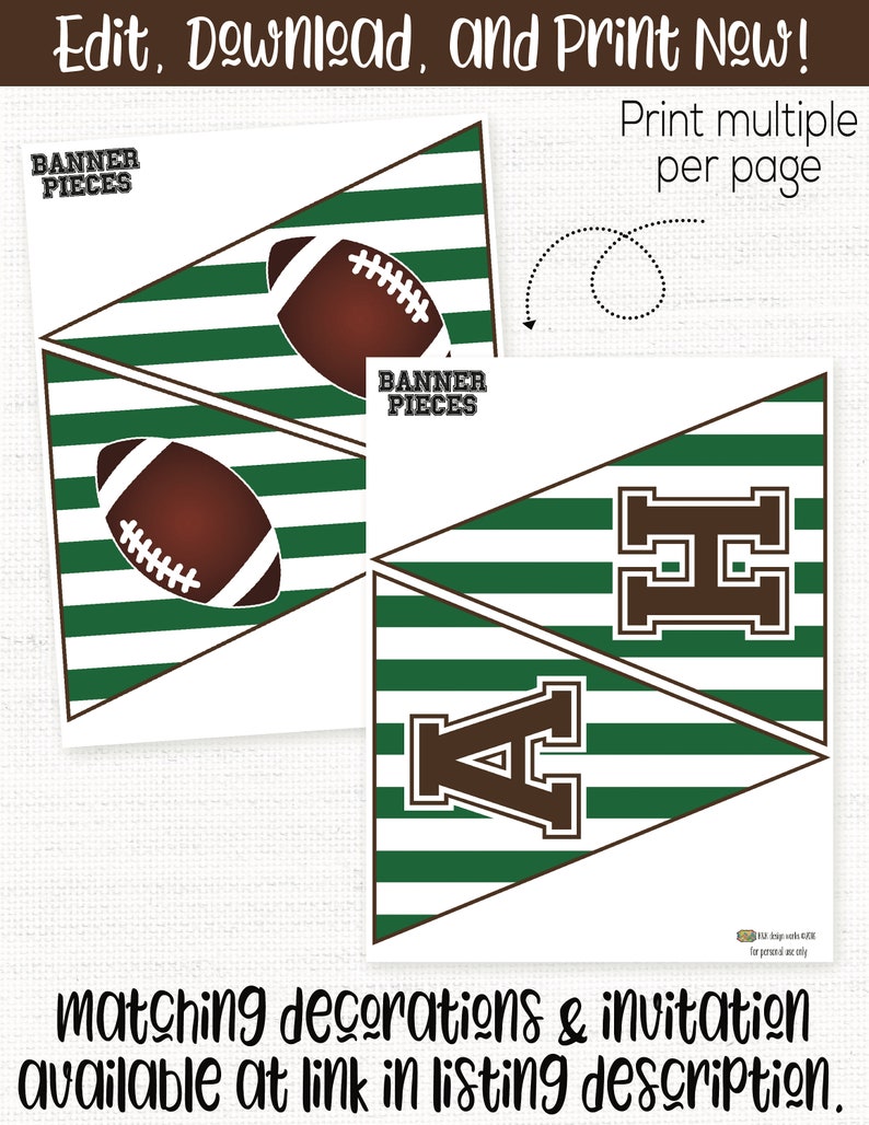 Football Birthday Banner, Football Birthday Party Decorations, Tailgate Party, Sports Birthday Party, Football Printable, Boys Birthday image 4