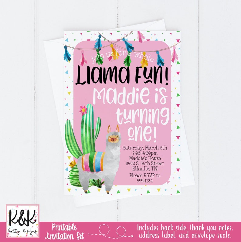 Llama Birthday Party Invitation Printable Llama Party - Etsy