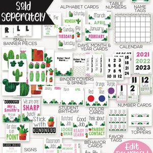 Cactus Classroom Calendar Set Printable, Cactus Theme, Teacher Supply, Printable Classroom Teacher Decoration and Supplies, Calendar Board image 6