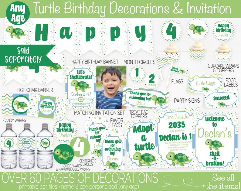 Sea Turtle Birthday Party Chalkboard, Turtle Birthday Party Decorations, Turtle Sign, Chalkboard Sign, First Birthday, 1st Birthday Sign image 4