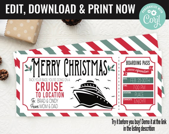 Christmas Cruise Trip Ticket Surprise Gift Voucher (Download Now