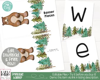 Woodland Classroom Banner Printable, Woodland Forest Theme, Teacher Supply, Classroom Teacher Decoration and Supplies, Welcome Back Banner