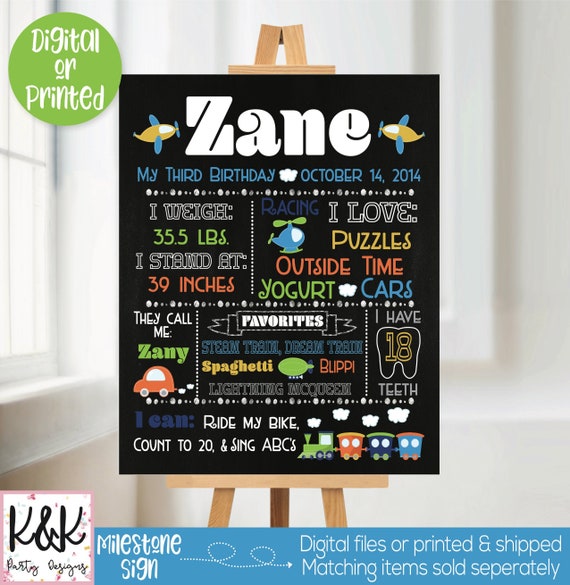 Transportation Birthday Chalkboard Sign Printable, Car Birthday Board, Boy First Birthday Poster, First Birthday Board Boy, Train Poster Il_570xn