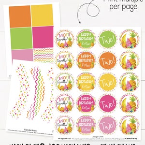 Twotti Fruitti Birthday Party Decorations, Fruit Cupcake Toppers, Tutti Fruitti, Girls Second Birthday, 2nd Birthday, Fruit Party Printable image 4