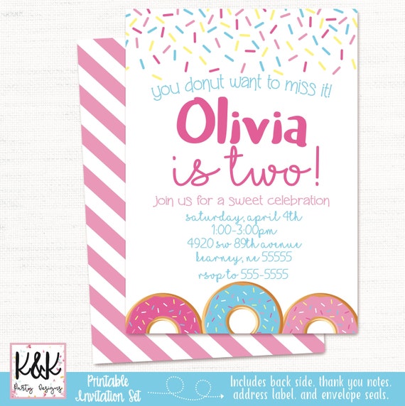 Donut Party Invitation - Donut Invites - Donut Brunch Birthday Party - Donut Party Decorations - Donut Theme - Donut Printables - 1st Birthd Il_570xn