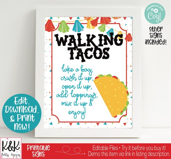 Taco Twosday Fiesta Birthday Party Signs, Taco Twosday Fiesta Welcome Sign, Walking Taco Sign, Taco Twosday Birthday Party Decorations Il_570xn