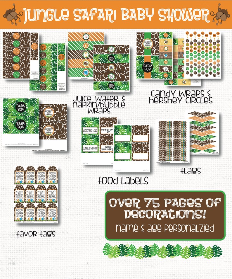 Safari Baby Shower Decorations - Jungle Baby Shower Decorations - Safari Baby Shower - Jungle Party - Safari Baby Shower Printable - Games image 5