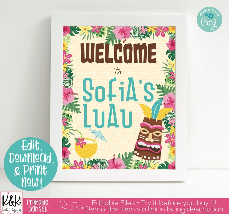 Luau Party Signs Luau Party Decorations Luau Welcome Sign Etsy
